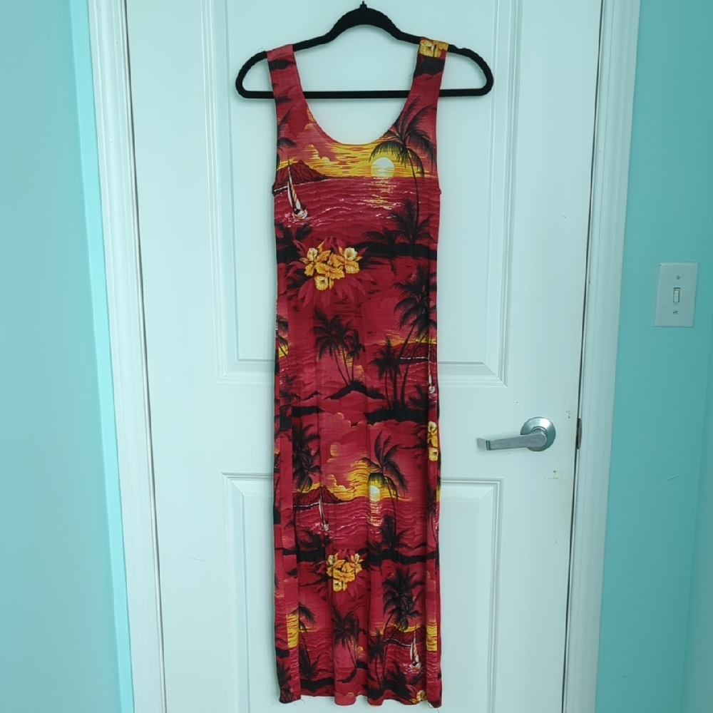 Tropical Sunset Red Maxi Dress